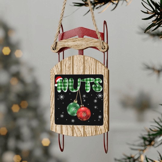 Chest Nuts Christmas Funny Couple Matching Sled Ornaments