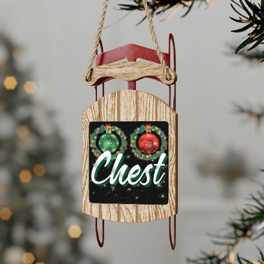 Chest Nuts Christmas Couple Funny Matching Sled Ornaments