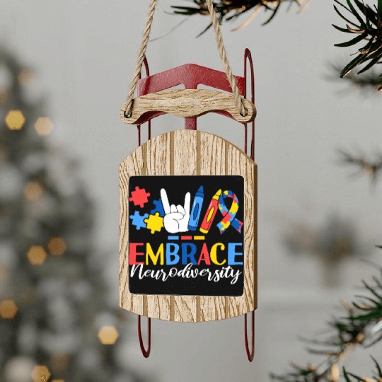 Embrace Neurodiversity ABA Therapist Behavioral Sled Ornaments