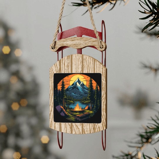 Forest nature trekking adventure Sled Ornaments
