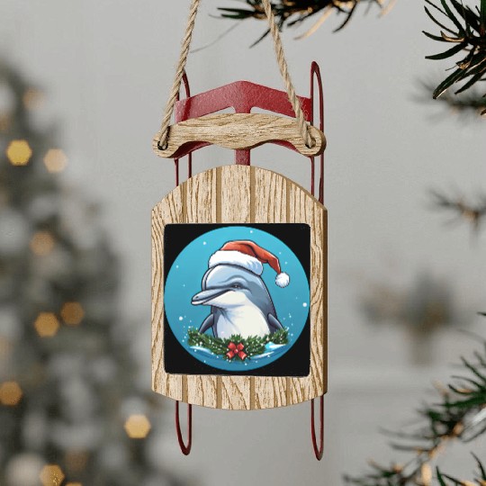Dolphin Christmas Sled Ornaments