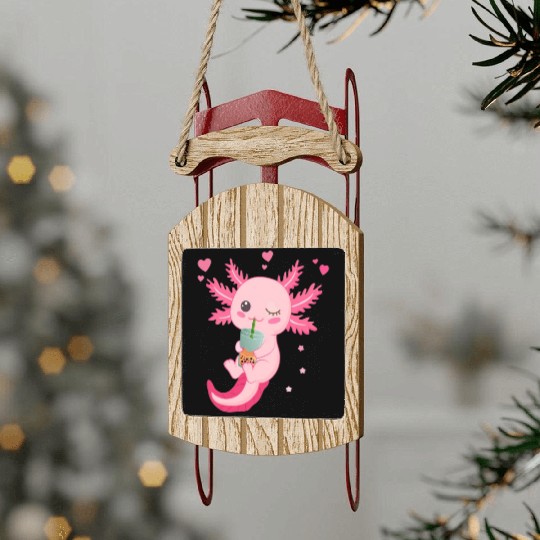 Boba Tea Bubble Tea Milk Tea Axolotl Sled Ornaments