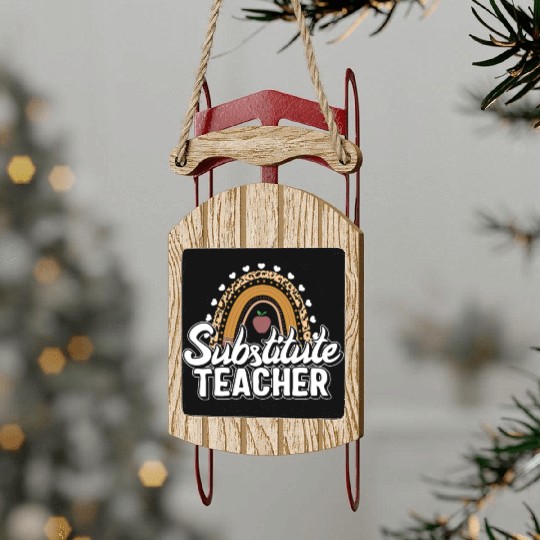 Teacher Sled Ornaments, Substitute Teacher Sled Ornaments, Teacher's
