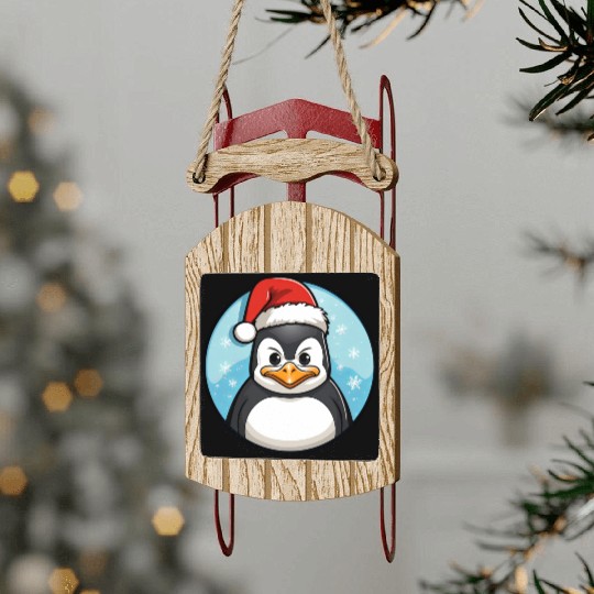 Penguin Christmas Sled Ornaments