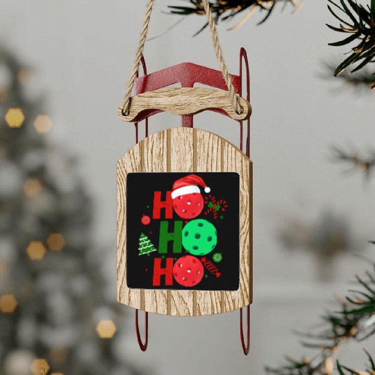Pickleball Ho Ho Ho Holiday Merry Christmas Sled Ornaments