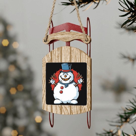 frosty snowman creepy Sled Ornaments