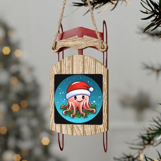 Jellyfish Christmas Sled Ornaments