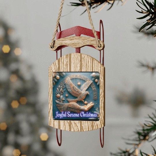 Joyful Serene Christmas. Sled Ornaments