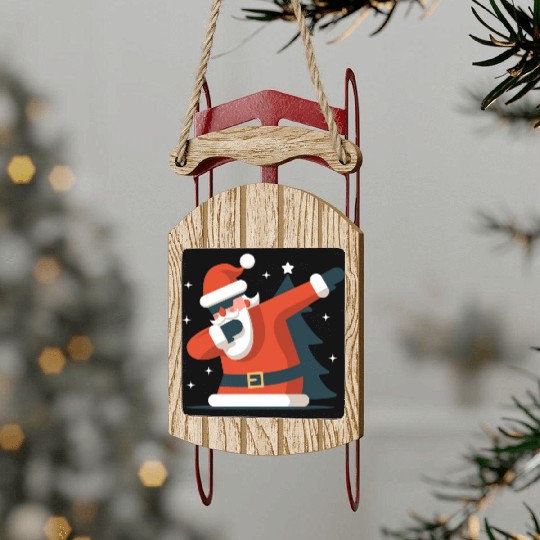 Dabbing Santa Sled Ornaments