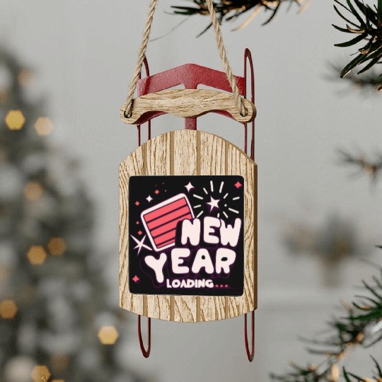 NYE New Year Loading Cheers To Festive New Year's Sled Ornaments