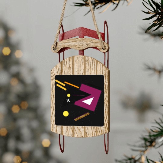 Geometric Shapes Simple Colorful circle triangel Sled Ornaments