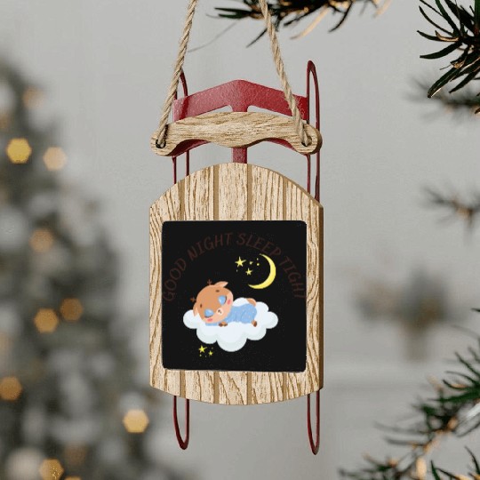 Sleeping Reindeer On A Clod Sled Ornaments