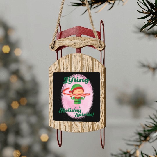 Muscle Elf -Christmas Spirit Workout Sled Ornaments