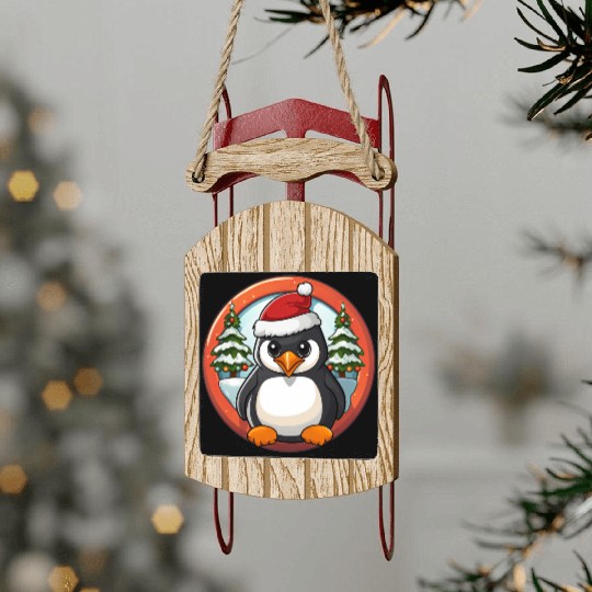 Penguin Christmas Sled Ornaments