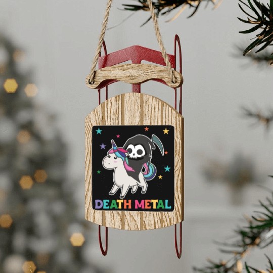 Death Metal - Death Riding Unicorn Funny Unicorn Sled Ornaments
