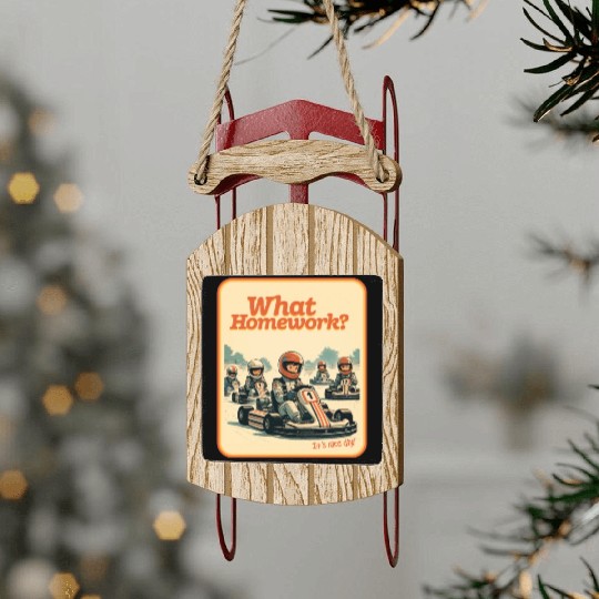 What Homework? It’s Race Day! Sled Ornaments