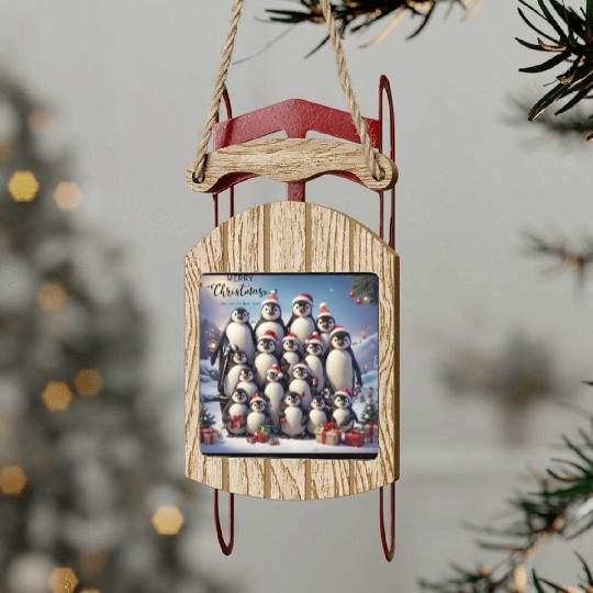 Christmas penguins Sled Ornaments