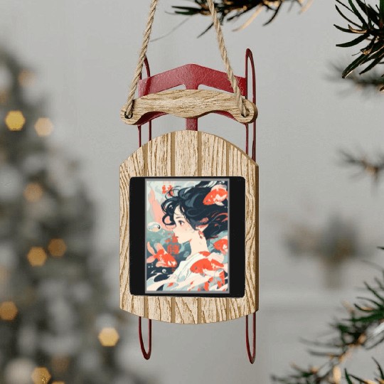 Vinatage japanese esthetic Otaku Anime Girl Sled Ornaments