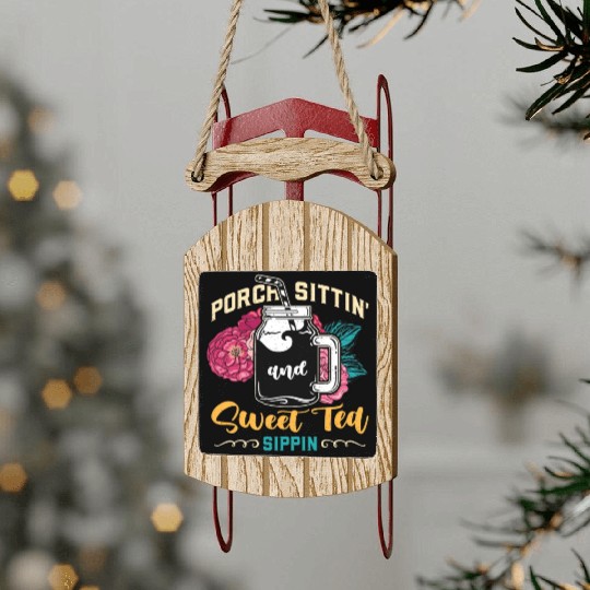 Sweet Tea Porch Sittin' And Sweet Southern Food Sled Ornaments