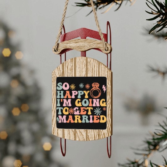 Bride Bridal Party Engagement Sled Ornaments