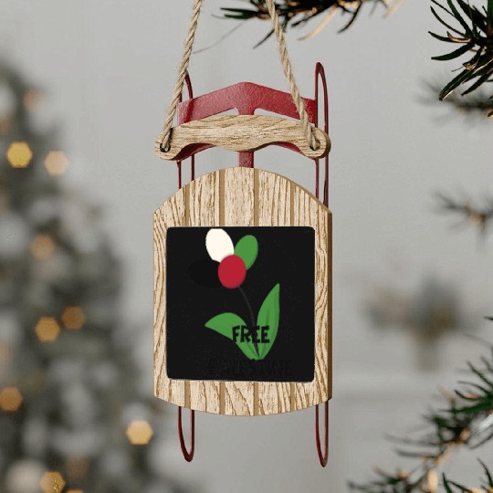 Free Palestine,Flag-colored rose ,watermelon color Sled Ornaments