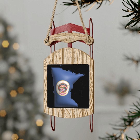Minnesota - 3D Flag Map Sled Ornaments