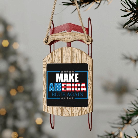 Make America Blue Again Patriotic American Flag Sled Ornaments