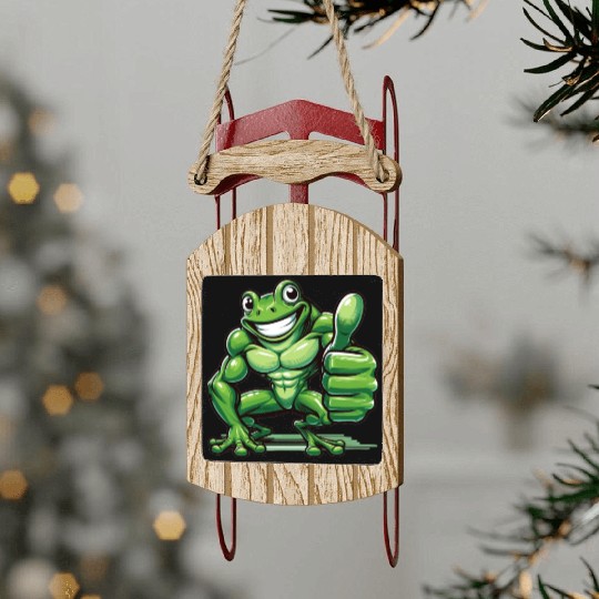 Bodybuilder Bodybuilding Frog Gym Fitness Sled Ornaments