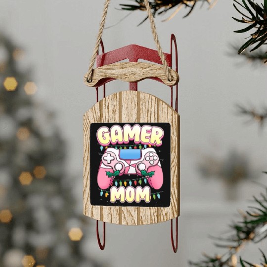Gamer Mom Christmas Gambling Video Games Santa Sled Ornaments
