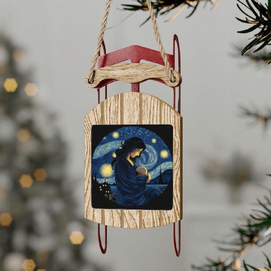 Breastfeeding Starry Night Sled Ornaments Motherhood