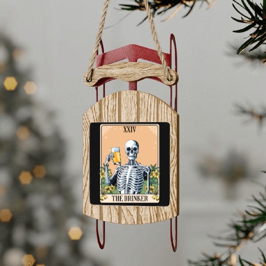 Funny Tarot Card Craft Beer Alcohol Sled Ornaments