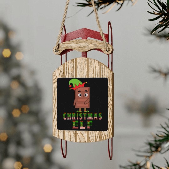 Christmas Elf Funny Choco Christmas Sled Ornaments