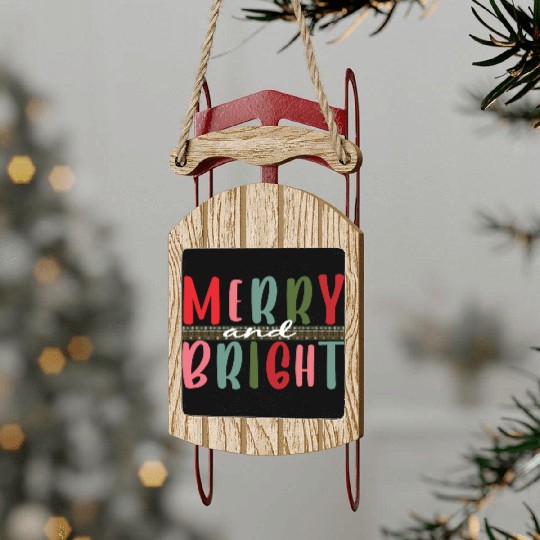 Womens Merry and Bright Christmas Tree Sled Ornaments