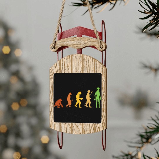 Alien Funny Human Evolution Growth Theory Retro Sled Ornaments
