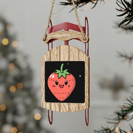 Kawaii Strawberry Sled Ornaments