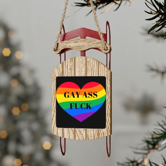 Rainbow Heart Gay Sled Ornaments