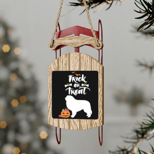 Trick Or Treat Great Pyrenees Dog Halloween Sled Ornaments