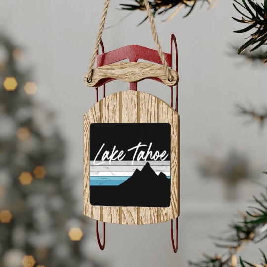 Lake Tahoe Nevada California Mountain Skiing Py Sled Ornaments