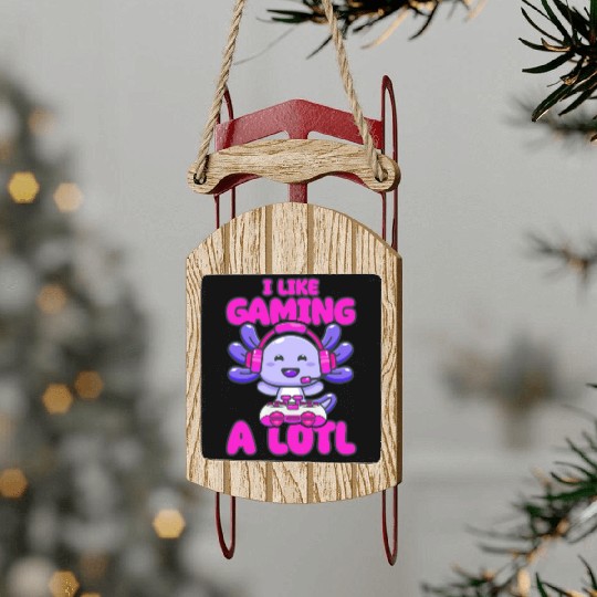 Gaming, Axolotl, Gaming, Video Game, Unicorn Gamer Sled Ornaments