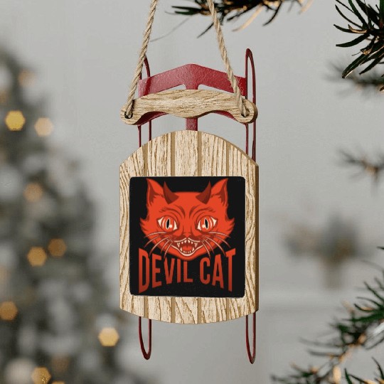Devil Cat Sled Ornaments