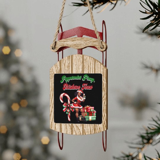 Peppermint Pinup, Mistletoe Tease Sled Ornaments