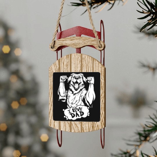 Australian Shepherd Aussie Dog I Love Dad Sled Ornaments