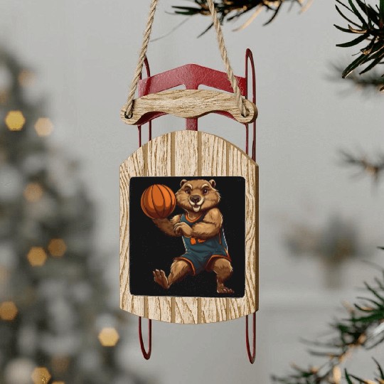 Basketball beaver Sled Ornaments