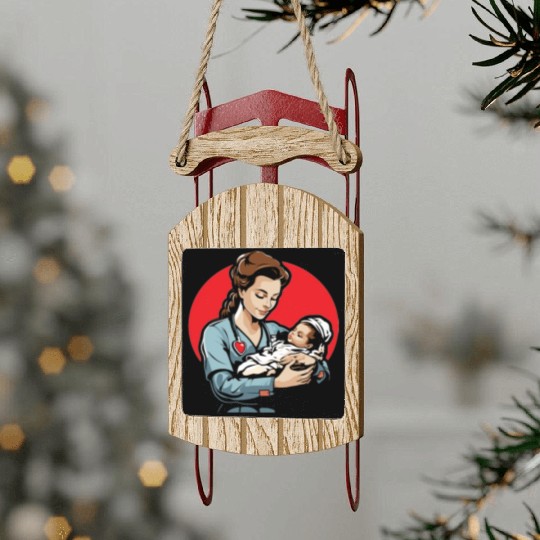 Registered Nurse Medical Medicine Neonatal Nurse Sled Ornaments