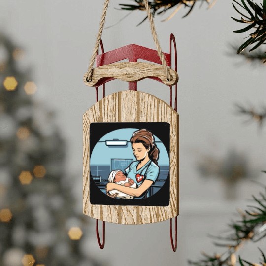 Registered Nurse Medical Medicine Neonatal Nurse Sled Ornaments