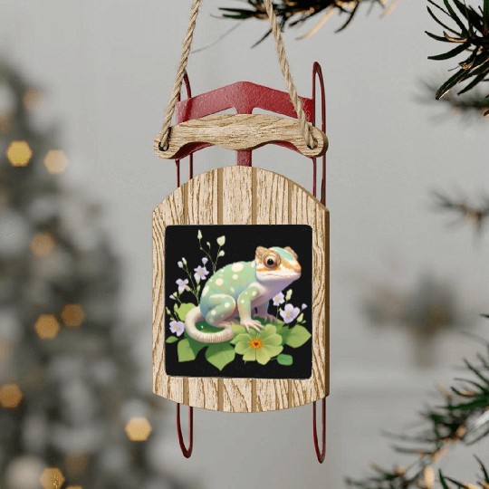 Cute Chameleon for Lizard Pet Lover Sled Ornaments
