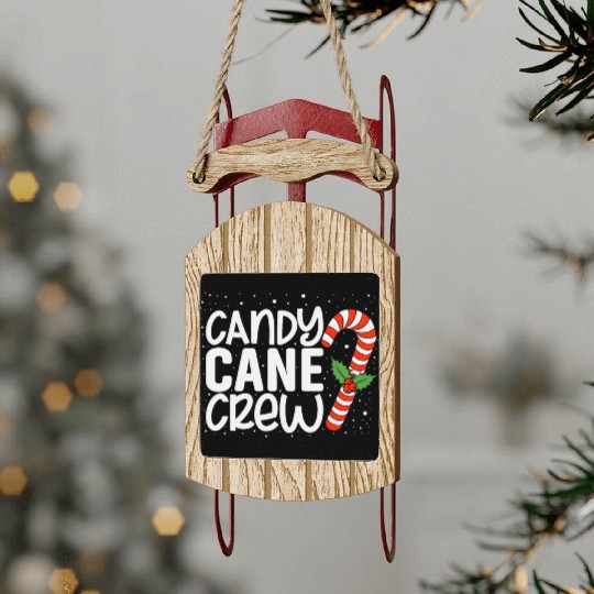 Funny Christmas Candy cane crew Sled Ornaments