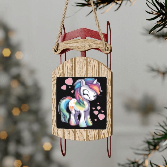 Valentine Pony Sled Ornaments