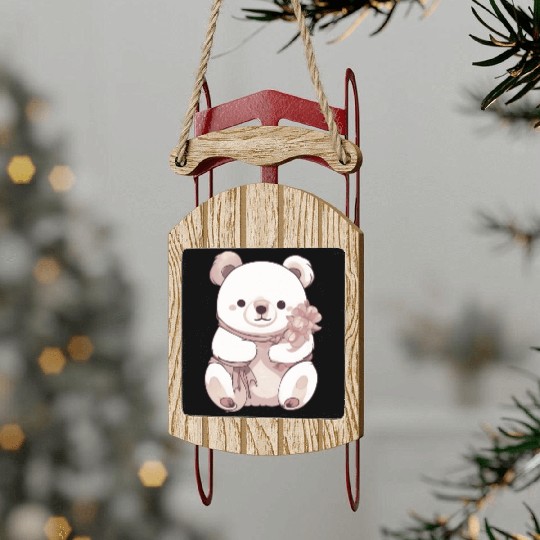 Baby Teddy Bear Sled Ornaments