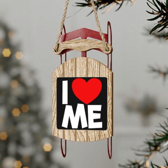 I Love Me Red Heart Self Love Affirmation Sled Ornaments